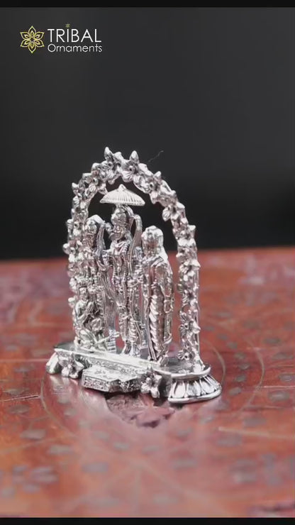 925 sterling silver handmade Divine Hindu god Rama Laxman seeta and Hanuman blessing Statue, Ram Darbar Divine figurine puja article art164