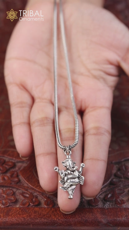925 fine silver dancing Ganesha divine pendant customized necklace ssp870