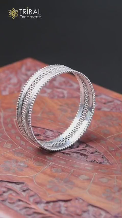 925 sterling silver handmade Vintage design filigree work bangle bracelet kada tribal ethnic jewelry best bride belly dance gifting ba155