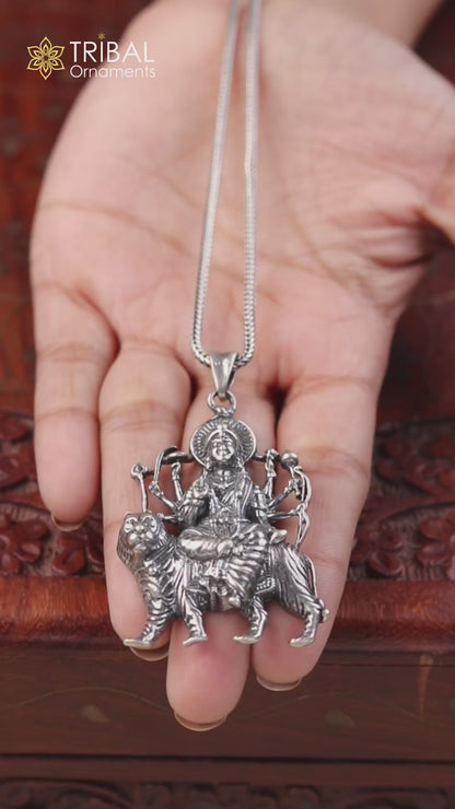 925 sterling silver Goddess bhawani/ Durga mataji pendant, amazing unisex tribal jewelry ssp899