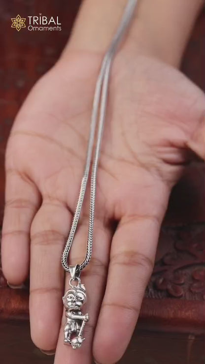 925 pure silver lord BAL HANUMAN pendant with wheat chain best gifting unisex jewelry  Nsp722