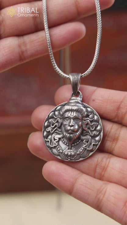 925 sterling silver handmade hanuman ( balaji ) Pendant  with chain tribal  jewellery nsp1009