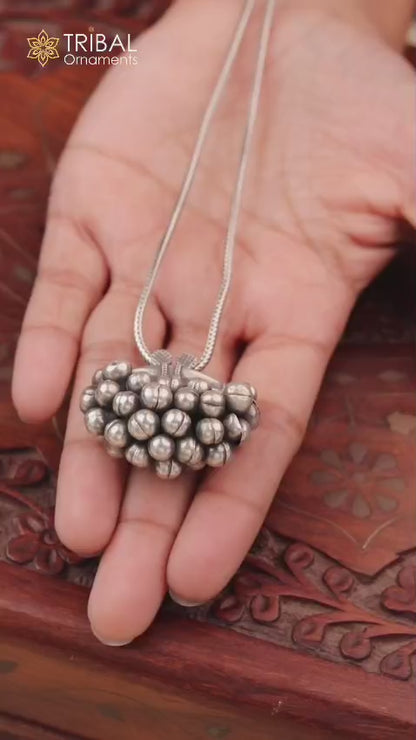 925 sterling silver vintage design amulet pendant hanging bells tribal ethnic necklace jewelry nsp303