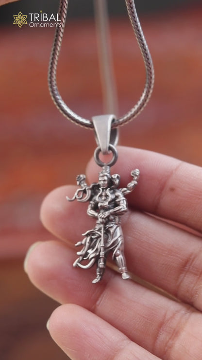 925 sterling silver handmade lord Mahadeva Pendant with chain tribal jewellery nsp1037