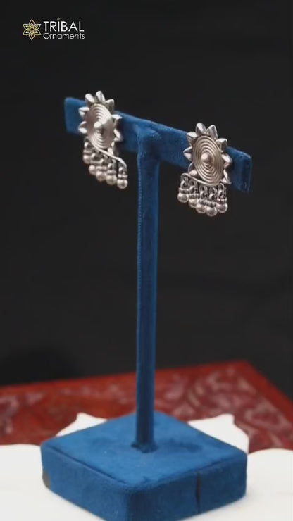 925 sterling silver work floral design stud earrings ethnic brides jewellery s1324