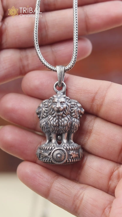 925 sterling silver Ashok chakra (stambh)Pendant  with chain tribal jewellery nsp1019