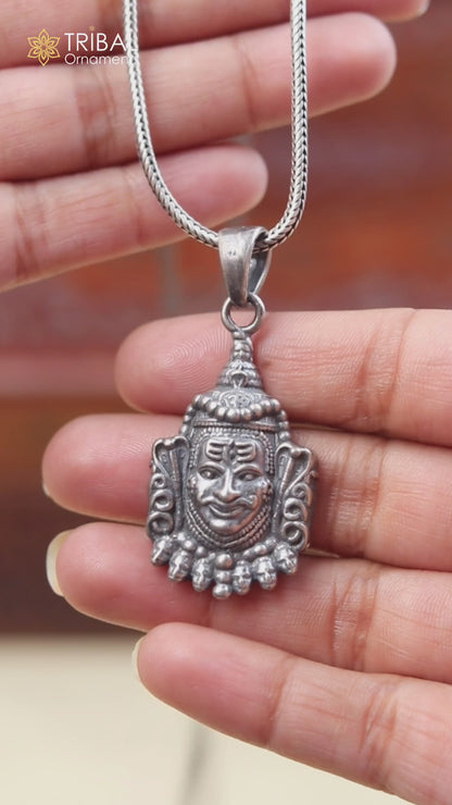 925 sterling silver lord Mahakal divine Pendant  with chain tribal jewellery nsp1017