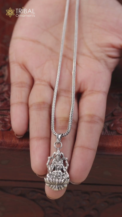 925 sterling silver customized vintage antique style Goddess Laxmi Pendant, amazing design stunning pendant unisex gifting jewelry ssp538