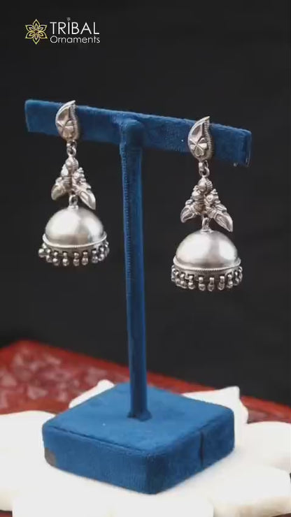925 sterling silver vintage design parrot design earring jhumki, light weight belly dance jewelry s690