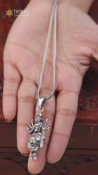 925 sterling silver handmade Goddess bhawani/ Durga maa pendant, amazing unisex pendant locket personalized jewelry tribal jewelry ssp535