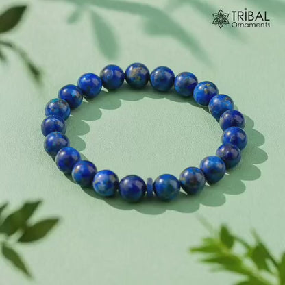 8 MM lapis lazuli natural crystal stone beaded handmade bracelet, customized unisex Jewelry,stnbr152