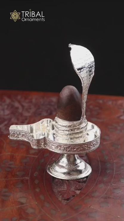 925 Sterling silver Lord Shiva Lingam stand/ Jalheri, use for put/hold Shiva Lingam handmade puja article su966