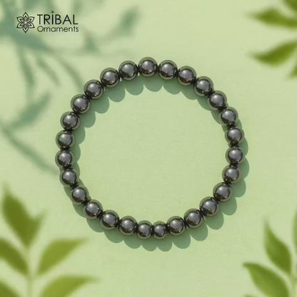 8 MM grey hematite natural stone beaded handmade bracelet, customized unisex Jewelry, stnbr127