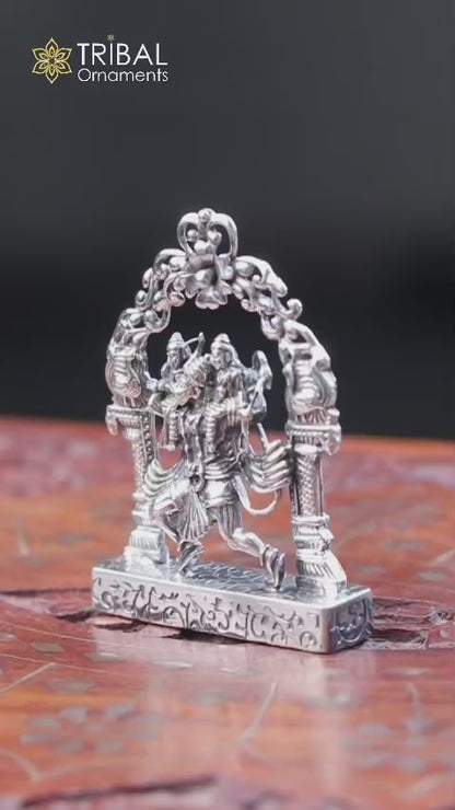 925 sterling silver handmade Divine Hindu god Hanuman with Rama and Laxman blessing Statue, amazing Divine figurine puja article art174