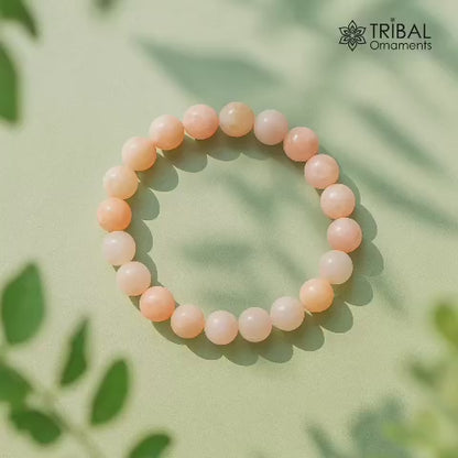 8 MM pink morganite natural stone beaded handmade bracelet, customized unisex Jewelry, stnbr162