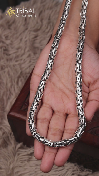 925 Sterling silver byzantine chain All size 8 mm chain necklace gifting best men's  jewelry ch611