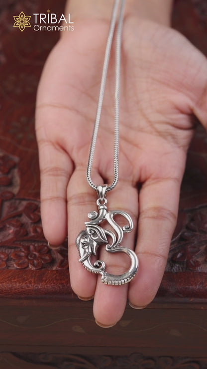 925 sterling silver vintage design aum Ganesha pendant amazing unisex personalized jewelry ssp471