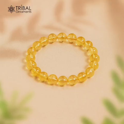 8 MM citrine natural stone beaded handmade bracelet, customized unisex Jewelry, stnbr118