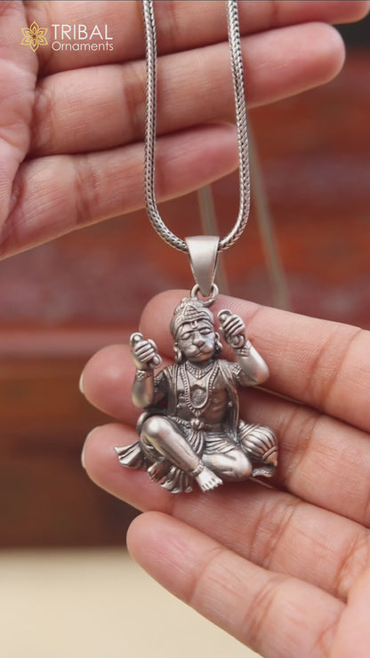 925 sterling silver handmade divine hanuman ji  Pendant with chain tribal jewellery nsp1008