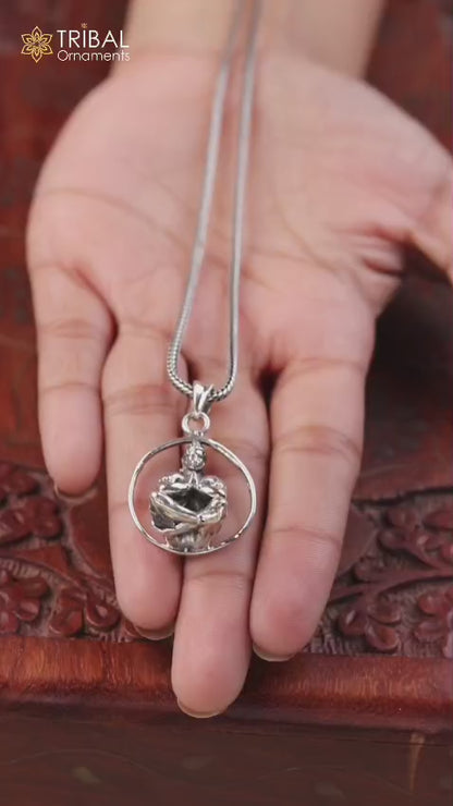 925 sterling silver Lord Hanuman sitting pendant unisex gifting jewelry ssp876