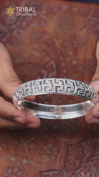 999 Pure silver vintage style bangle bracelet kada tribal jewelry best for men's gifting nsk802