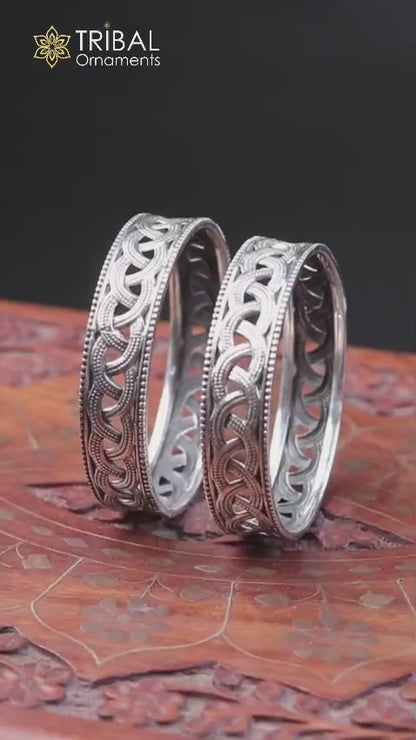 Floral style 925 sterling silver amazing customized bangle bracelet kada best brides tribal fashion jewelry nba395