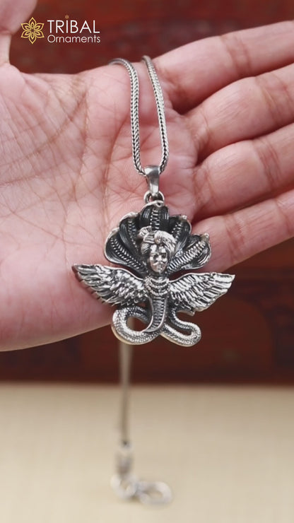 925 Sterling silver lord Kalla ji deity snake pendant nsp852
