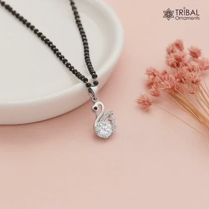925 sterling silver Swan Mangalsutra pendant, best women's girl's gifting jewelry ms76