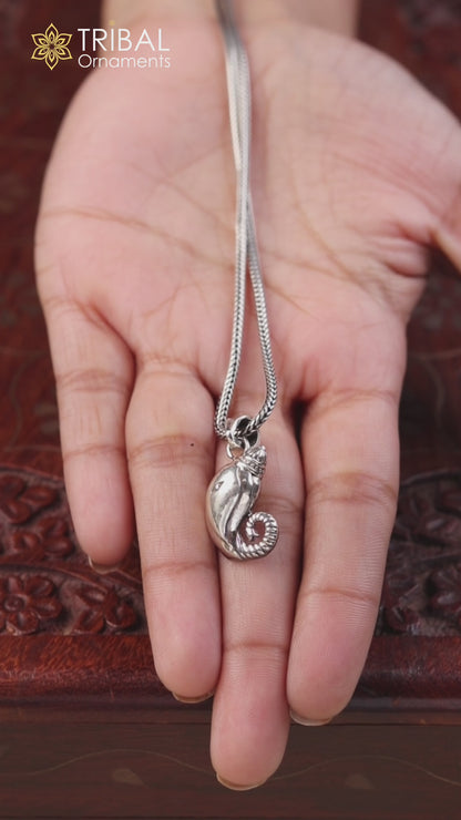 925 sterling silver Lord Ganesha divine pendant, amazing unisex personalized jewelry ssp1715