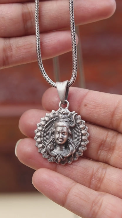 925 sterling silver Lord Shiva Pendant  with chain tribal jewellery nsp1020