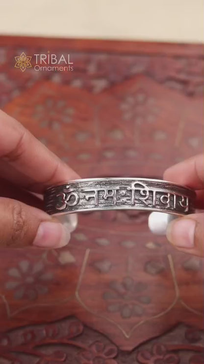 Authentic 925 sterling silver exclusive design handmade cuff kada bracelet, easy to adjust with your wrist, pure mantra kada jewelry cuff47