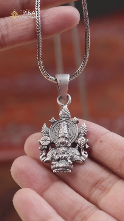 925 sterling silver lord Venkateswara with laxmi ji Pendant with chain tribal jewellery nsp1031