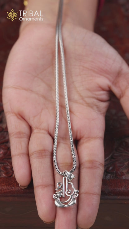 925 sterling silver handmade stylish design small shri/shree pendant best gifting jewelry religious pendant custom jewelry ssp1714