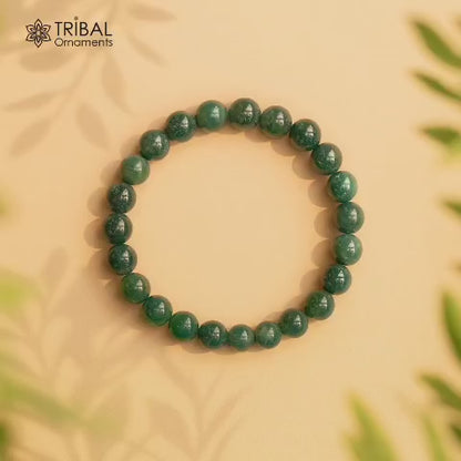 8 MM moss agate natural stone beaded handmade bracelet, customized unisex Jewelry, stnbr153