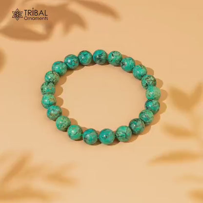 8 MM turquoise natural stone beaded handmade bracelet, customized unisex Jewelry, stnbr165