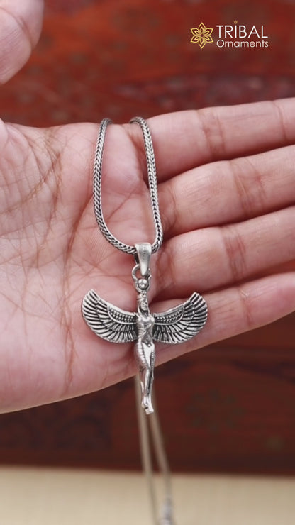 925 sterling silver Winged Isis Egyptian Goddess Pendant, Gift nsp867