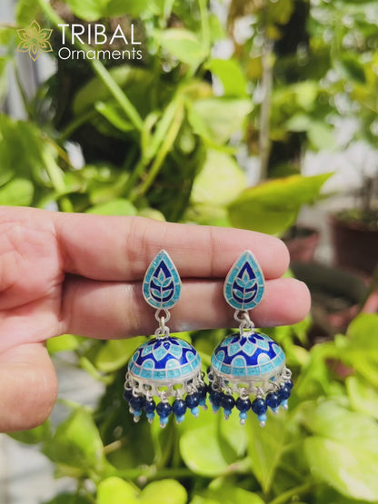 925 sterling silver stylish minakari design jumka earring er220