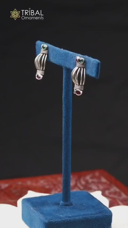 925 sterling silver vintage design stone earring ethnic tribal jewelry s1368