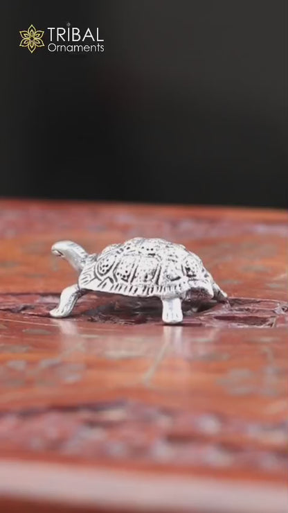 925 sterling silver small tortoise statue sculpture puja article collection silver figurine for wealth and prosperity art613