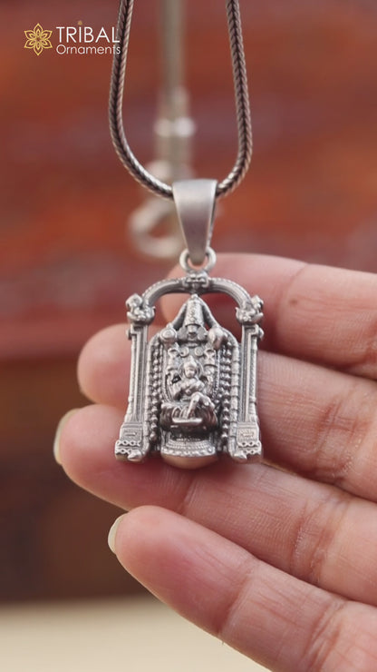 925 sterling silver lord Venkateswara with laxmi ji Pendant with chain tribal jewellery nsp1034