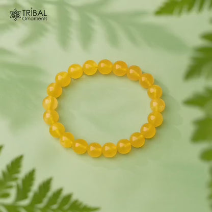 8 MM citrine natural stone beaded handmade bracelet, customized unisex Jewelry, stnbr130
