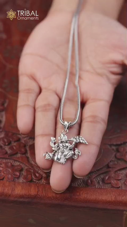 92.5 sterling silver idol hanuman with mount pendant, amazing craftsmanship gifting jewelry ssp912
