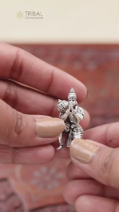 925 Silver Hanuman Idol – Mini Bajrangbali Murti for Puja & Car Dashboard art125
