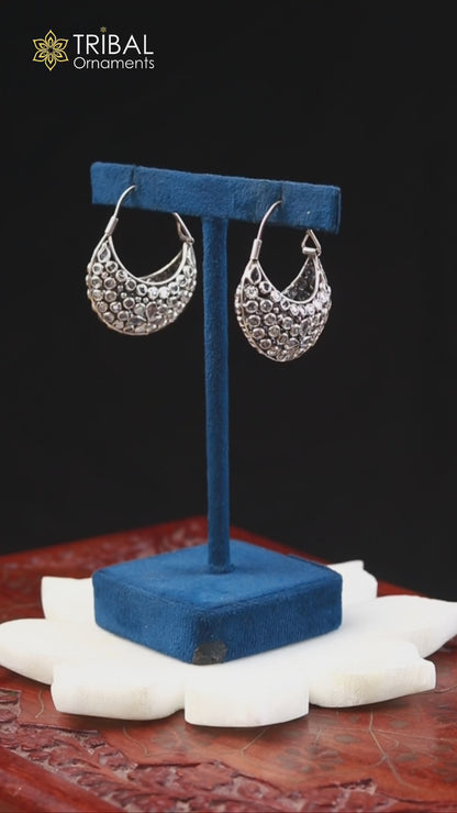 925 sterling silver stylish crystal polki stone hoops earring brides belly dance jewelry s1096