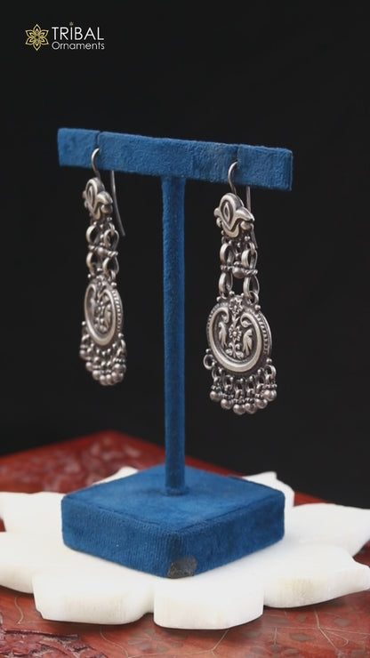925 sterling silver peacock design earring chandelier light weight ethnic drop dangle earrings  s1229