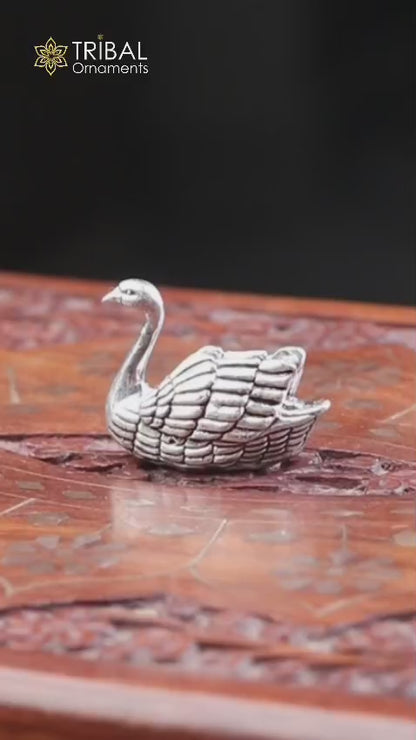 925 Sterling silver vintage design Swan statue or sculpture,puja article for home art816