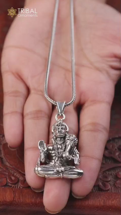 Pure 925 sterling silver Lord Hanuman pendant, amazing designer unisex jewelry nsp440