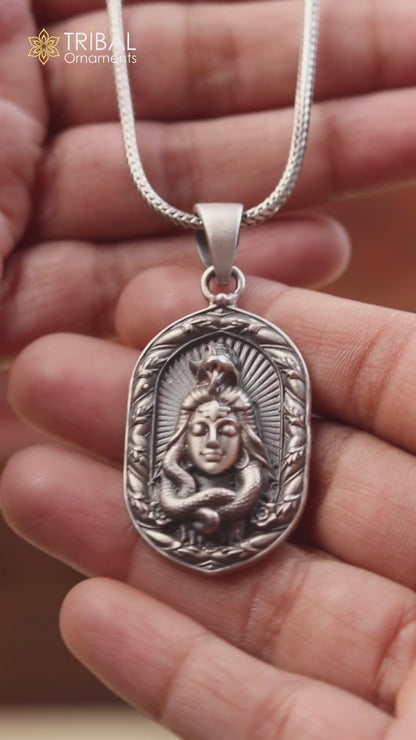 925 sterling silver lord shiv ji (Malakal) divine Pendant  with chain tribal jewellery nsp1015