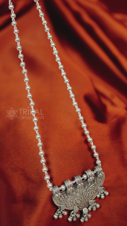 Vintage design handmade 925 solid sterling silver Indian tribal pendant necklace with fabulous hanging bells customized tribal jewelry nsp69