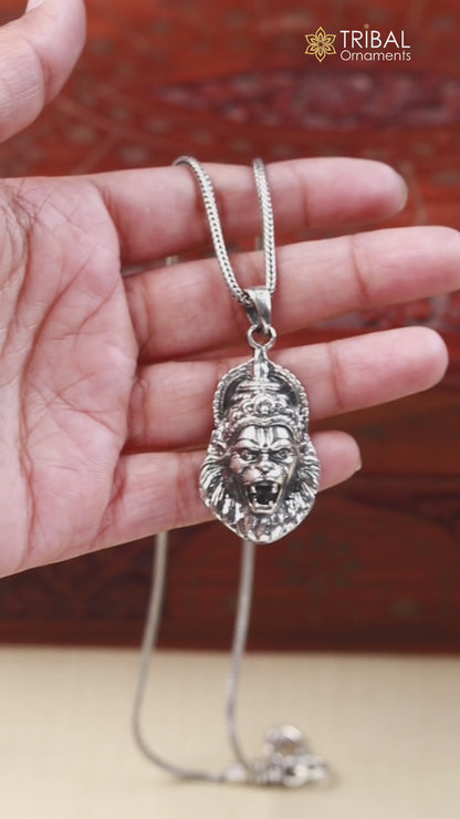 925 fine pure silver idol God Vishnu Narsimha pendant, stylish customized pendant, best gifting locket oxidized pendant necklace nsp551